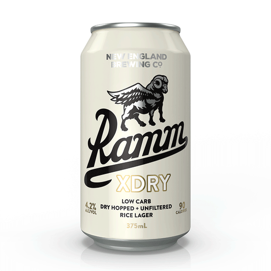New England Brewing Co 'Ramm Xdry' Low Carb Lager - 4 Pack
